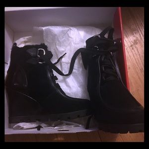 Guess Women's Faux Fur Wedge Boots